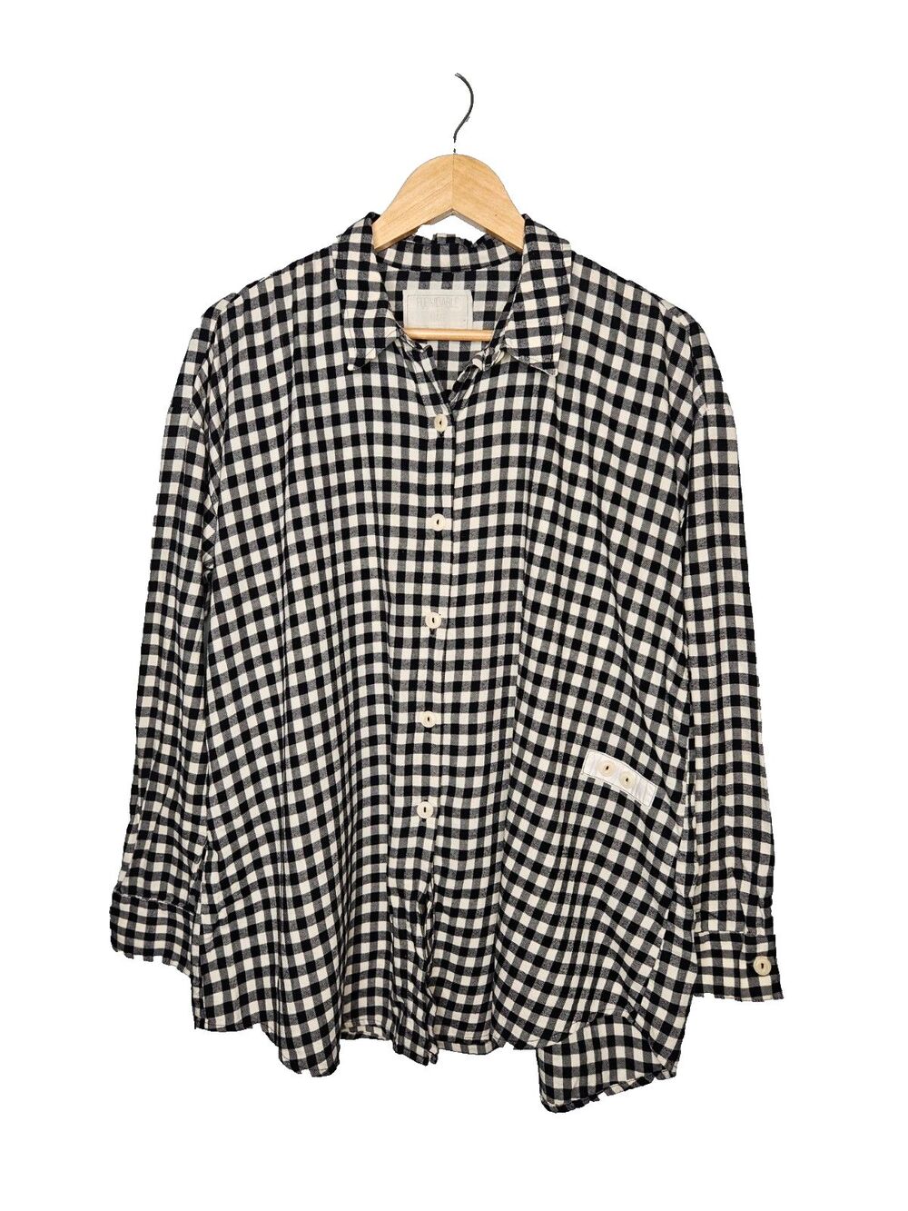 FORMIDABLE D.A.R. Handmade Gingham Plaid Top Small Button Down Oversized Cotton
